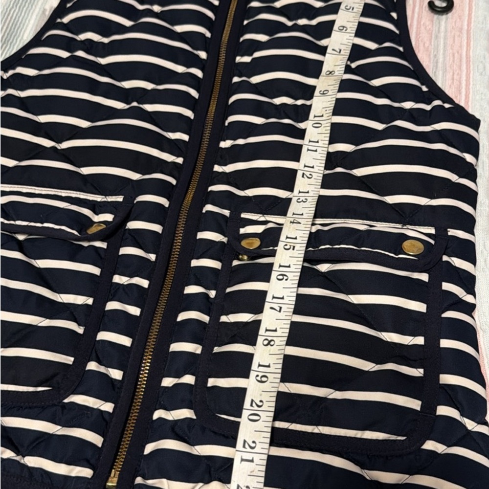 J. Crew Striped Quilted Vest in Navy and Cream - Picture 9 of 9